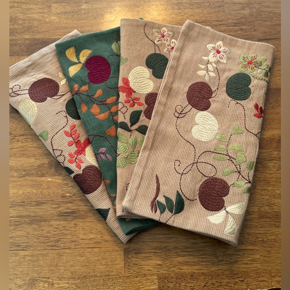 4 Crate & Barrel Mandarin Garden Pillow Covers Embroidered Holiday Fall 16”